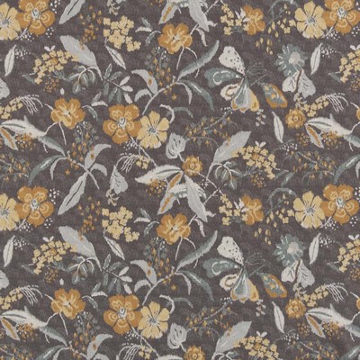 Charlotte Fabrics D2915 Charcoal Grey Multipurpose Polyester Fire Rated Fabric Patterned Crypton High Performance CA 117 NFPA 260 Modern Floral 