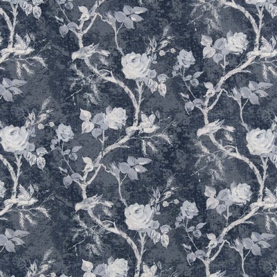 Charlotte Fabrics D2919 Bluebird Blue Multipurpose Polyester Fire Rated Fabric Patterned Crypton High Performance CA 117 NFPA 260 Vine and Flower 