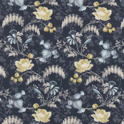 Charlotte Fabrics D2935 Indigo Blue Multipurpose Polyester Fire Rated Fabric Patterned Crypton High Performance CA 117 NFPA 260 Medium Print Floral 