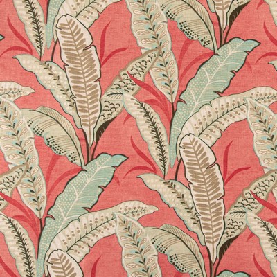 Charlotte Fabrics D3305 Coral Linen Prints D3305 Orange Multipurpose Polyester  Blend Fire Rated Fabric High Wear Commercial Upholstery CA 117  NFPA 260  Tropical  Leaves and Trees  Fabric