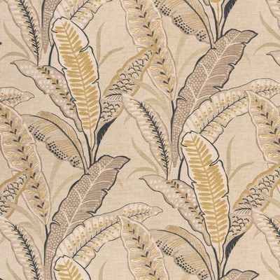 Charlotte Fabrics D3307 Wheat Linen Prints D3307 Brown Multipurpose Polyester  Blend Fire Rated Fabric High Wear Commercial Upholstery CA 117  NFPA 260  Tropical  Leaves and Trees  Fabric