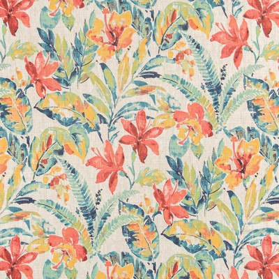 Charlotte Fabrics D3309 Tropical Linen Prints D3309 Orange Multipurpose Polyester  Blend Fire Rated Fabric High Wear Commercial Upholstery CA 117  NFPA 260  Tropical  Fabric