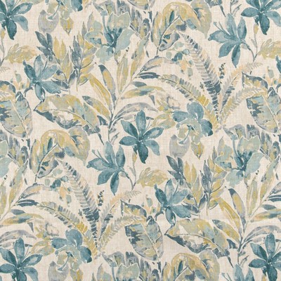 Charlotte Fabrics D3311 Mist Linen Prints D3311 Blue Multipurpose Polyester  Blend Fire Rated Fabric High Wear Commercial Upholstery CA 117  NFPA 260  Tropical  Fabric