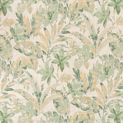 Charlotte Fabrics D3312 Mint Linen Prints D3312 Green Multipurpose Polyester  Blend Fire Rated Fabric High Wear Commercial Upholstery CA 117  NFPA 260  Tropical  Leaves and Trees  Fabric