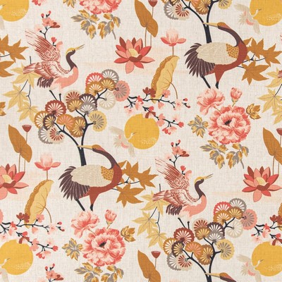 Charlotte Fabrics D3313 Sunset Linen Prints D3313 Yellow Multipurpose Polyester  Blend Fire Rated Fabric High Wear Commercial Upholstery CA 117  NFPA 260  Tropical  Miscellaneous Novelty Fabric