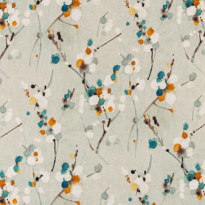 Charlotte Fabrics D3320 Turquoise Linen Prints D3320 Blue Multipurpose Polyester  Blend Fire Rated Fabric Geometric  High Wear Commercial Upholstery CA 117  NFPA 260  Leaves and Trees  Fabric
