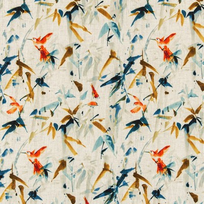 Charlotte Fabrics D3326 Fiesta Linen Prints D3326 Blue Multipurpose Polyester  Blend Fire Rated Fabric High Wear Commercial Upholstery CA 117  NFPA 260  Tropical  Leaves and Trees  Fabric