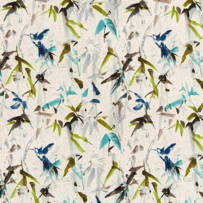 Charlotte Fabrics D3327 Marine Linen Prints D3327 Blue Multipurpose Polyester  Blend Fire Rated Fabric High Wear Commercial Upholstery CA 117  NFPA 260  Tropical  Leaves and Trees  Fabric