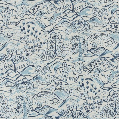 Charlotte Fabrics D3335 Indigo Linen Prints D3335 Blue Multipurpose Polyester  Blend Fire Rated Fabric High Wear Commercial Upholstery CA 117  NFPA 260  French Country Toile  Fabric