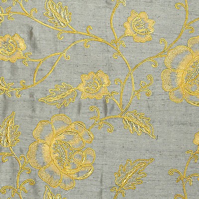 Scalamandre Flowdery Gold On Grey COLONY SHEERS CL 000426818 Grey Multipurpose SILK  Blend