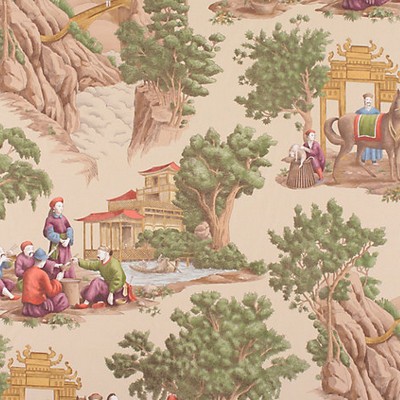 Old World Weavers Mandarin Toile Document FB 0002MA29 Multipurpose COTTON COTTON Oriental  Oriental Toile  Fabric