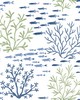 York Wallcovering Marine Garden Wallpaper Green/Blue