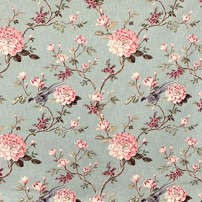 Magnolia Fabrics Blooming Jay Blue Multipurpose COTTON Fire Rated Fabric Birds and Feather  Heavy Duty CA 117  Large Print Floral  Traditional Floral   Fabric MagFabrics  MagFabrics Blooming Jay