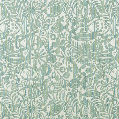 Greenhouse Fabrics A8044 ISLE WATERS in D79 Blue POLYPROPYLENE  Blend Fire Rated Fabric Marine Life  Outdoor Textures and Patterns  Fabric
